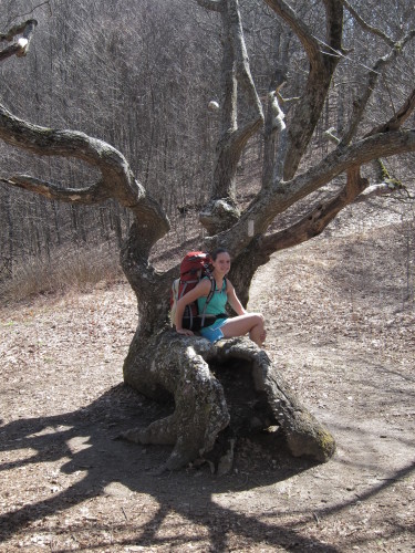 Christine Haffner takes a break on a hike.