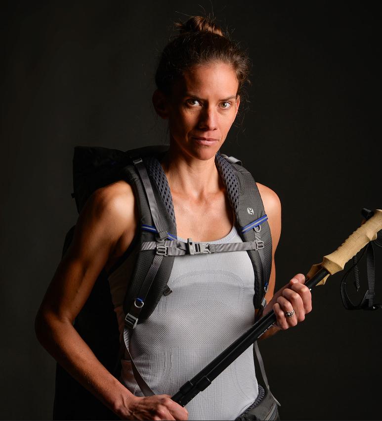 Jennifer with hiking gear